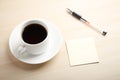 Blank note with ball pen and coffee Royalty Free Stock Photo