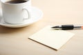 Blank note with ball pen and coffee Royalty Free Stock Photo