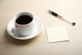 Blank note with ball pen and coffee Royalty Free Stock Photo