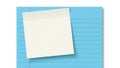 Blank note on blue lined paper isolated on white background Royalty Free Stock Photo