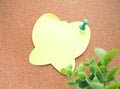 The blank note butterfly shape pinned on a corkboard. Royalty Free Stock Photo