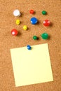 Blank note on cork board Royalty Free Stock Photo