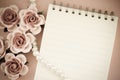 Blank note diary with rose. Royalty Free Stock Photo