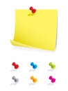 Blank note paper with colourful pins