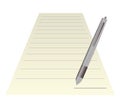 Blank note paper with pen. isolated on white. Royalty Free Stock Photo