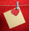 Blank Note With Red Heart Against Red Background Royalty Free Stock Photo