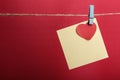 Blank Note With Red Heart Against Red Background Royalty Free Stock Photo