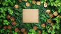 Blank Note Surrounded By Shamrocks And Gold Coins Royalty Free Stock Photo