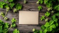 Blank Note Surrounded By Shamrocks On Rustic Wood Royalty Free Stock Photo