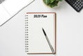 Blank Notebook with 2023 for action plan on working desk office , Business planing and action plan to achieve target and goal