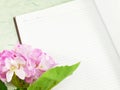 Blank notebook with artificial flower and scarft Royalty Free Stock Photo