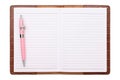 Blank notebook and ballpoint pen Royalty Free Stock Photo