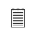 Blank notebook with lines for writing and spiral binding. Vector