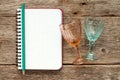 Blank notebook for menu or cocktail recipes Royalty Free Stock Photo