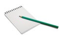Blank notebook and pencil on a white background Royalty Free Stock Photo