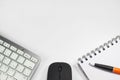 Blank notebook with pen and keyboard in the office Royalty Free Stock Photo