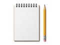 Blank notebook and pencil isolated on white background Royalty Free Stock Photo