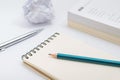 Blank notebook with pencil on white background Royalty Free Stock Photo