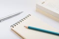 Blank notebook with pencil on white background Royalty Free Stock Photo