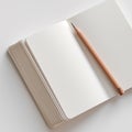 blank notebook and pencil on white background. Empty Space for your text. ai generated Royalty Free Stock Photo