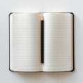 blank notebook and pencil on white background. Empty Space for your text. ai generated Royalty Free Stock Photo