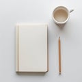 blank notebook and pencil on white background. Empty Space for your text. ai generated Royalty Free Stock Photo