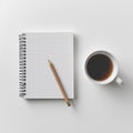 blank notebook and pencil on white background. Empty Space for your text. ai generated Royalty Free Stock Photo