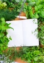 Blank notebook for recipes with herbs Royalty Free Stock Photo