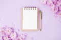 Blank notebook with sakura flowers Royalty Free Stock Photo