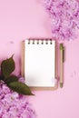 Blank notebook with sakura flowers Royalty Free Stock Photo