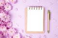 Blank notebook with sakura flowers Royalty Free Stock Photo