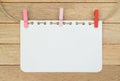 Blank notebook sheet with rope on wood background Royalty Free Stock Photo