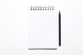 Blank notepad and black pencil isolated on white background with copy space for your text Royalty Free Stock Photo