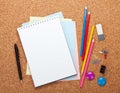 Blank notepad on cork notice board Royalty Free Stock Photo