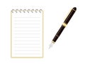 Blank notepad with horizontal lines and fountain pen