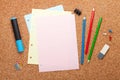 Blank notepad page on cork notice board Royalty Free Stock Photo