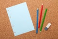 Blank notepad page on cork notice board Royalty Free Stock Photo