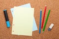 Blank notepad page on cork notice board Royalty Free Stock Photo