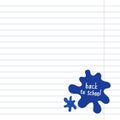 Blank notepad page with ink blots. School squared paper with ink drops.