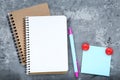 Notepad with pen and paper sticky note Royalty Free Stock Photo