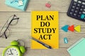 Blank notepad with text PLAN DO STUDY ACT