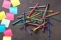 Blank notes with felt pens on table for education message