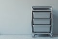 Blank office mailroom cart with three gray bins on a clean background Royalty Free Stock Photo