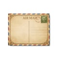 Blank old Airmail envelope with postage stamp isolated on white background Royalty Free Stock Photo
