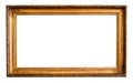 Blank old panoramic wide golden picture frame Royalty Free Stock Photo