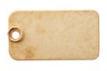 Blank old paper label or cloth tag with round corners isolated on white Royalty Free Stock Photo