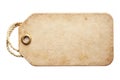 Blank old paper label or cloth tag with round corners isolated on white Royalty Free Stock Photo