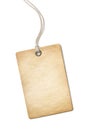 Blank old paper price tag or label isolated on