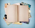 Blank old textured notebook on blue vintage paper Royalty Free Stock Photo