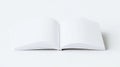 Blank open book lies flat on white surface. Clean empty pages invite creativity, new ideas. Versatile template for design, Royalty Free Stock Photo